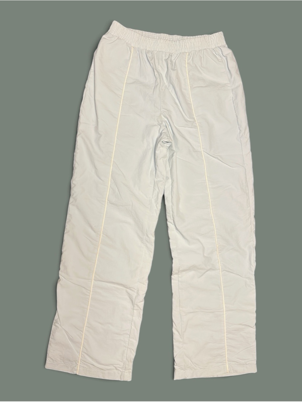 Forever 21 Baby Blue Track Pants M White Piping Y2K Wide Leg Windbreaker